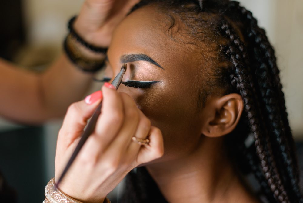 Make,Up,Of,American,Black,Model.,Preparing,To,Shooting.,Closed